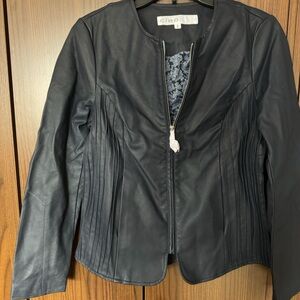 black faux leather jacket